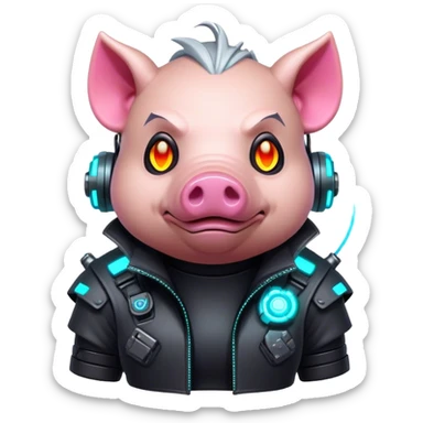 cyberpunk hog with neon sticker