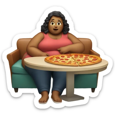 Fat woman eating pizza sticker