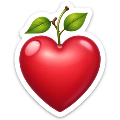 heart with a cherry orchard theme, clean digital illustration sticker