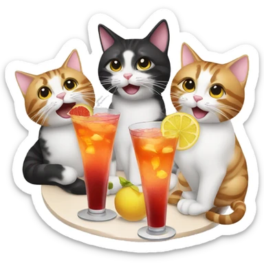 four cats clinking cocktails sticker