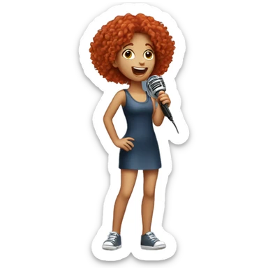 singing girl with microphone red curly hair  sticker