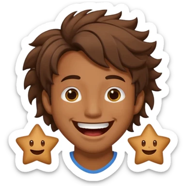 Color de piel moreno los ojos ke sean de estrella riéndose y pelo café hombre  el pelo asialado🤩pelo asía a bajoo sticker