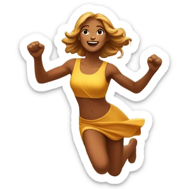 wheat harvest goddess, golden brown hair, sprinting with large stride and arms outstretched sticker