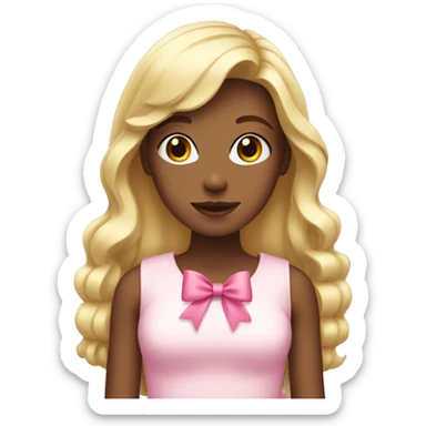 blonde girl with pink bows sticker