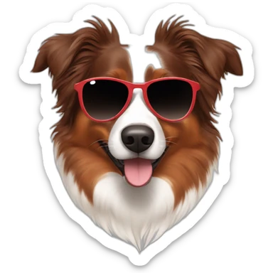 red australian shepherd with sunglasses sticker