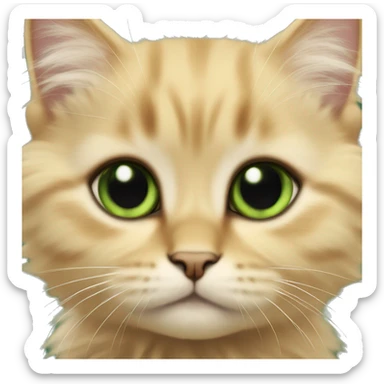 fluffy golden scottish straight kitten, black fur at tips, and green eyes sticker