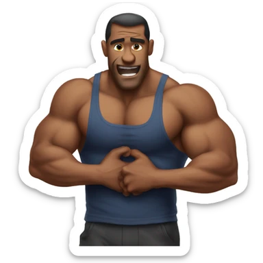 Bodybuilder squeezing his chest sticker