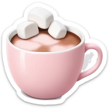 Light Pink mug of hot chocolate with marshmallows  sticker