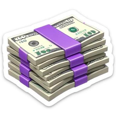 billetes en 3d morados en png sticker