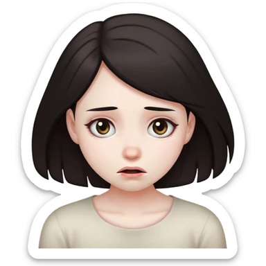 girl with dark hair in despair sticker