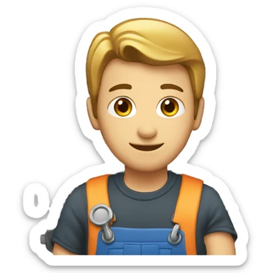 mechanic with a oil engine sticker