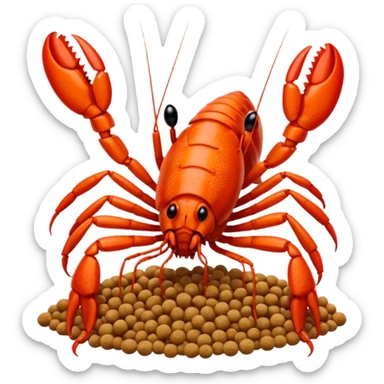round crayfish eating, pellet visible sticker