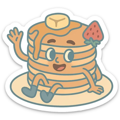 aesthetic pancake, stylish, clean shapes, muted tones, Instagram-worthy sticker