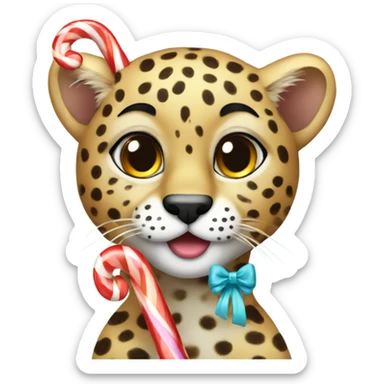 rainbow cheetah with candy cane sticker
