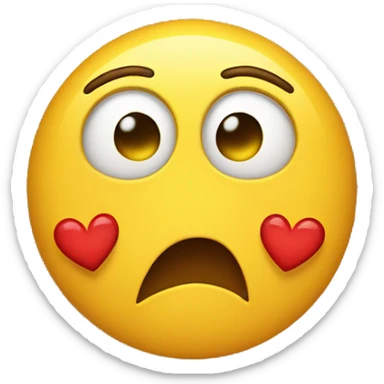 Yelow emoji face with heart eyes lost expression sticker