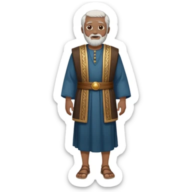 El anciano: persona noble y bondadosa, ropa normal es decir, ni de persona millonaria ni de persona sin dinero, pelo blanco, barba corta blanca. cuerpo entero de la época púnica sticker