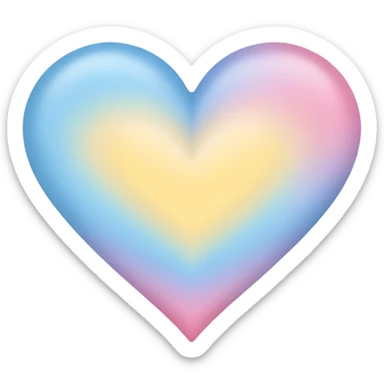 Pastel blue-pink-yellow-gradients heart sticker