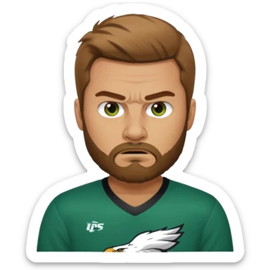 Angry eagles fan male with short light brown hair and beard sticker
