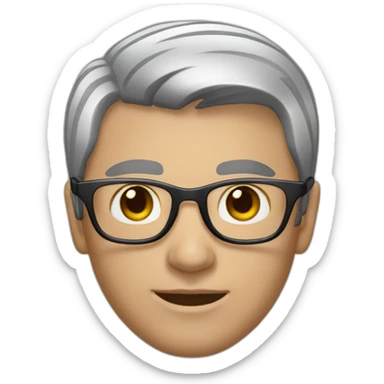 a man with short dark hair, widows peak, round glasses with thin silver metal frames, medium skin sticker