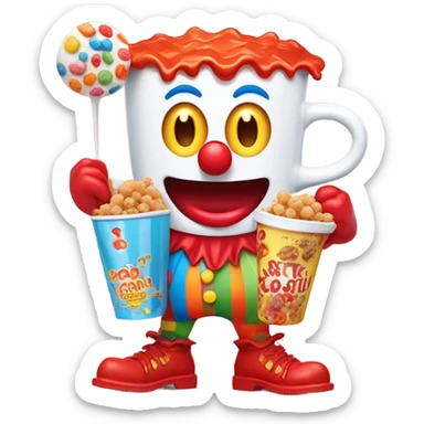 Clown cereal with coffee sticker