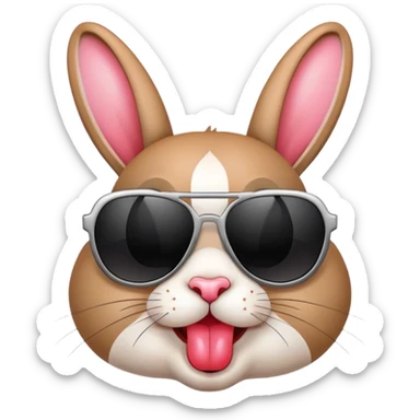 The classic rabbit emoticon customized with Bad Bunny's signature features sticker