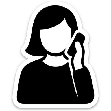 solid filled icon of a woman talking on the phone sticker