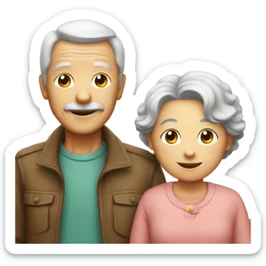 old couple and a young child sticker
