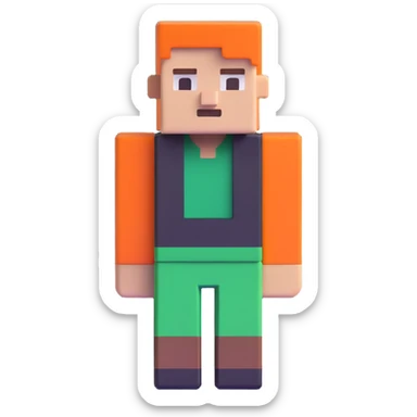 blocky Minecraft character sticker