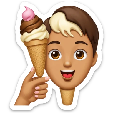Emoji eating ice cream flipping someone off sticker
