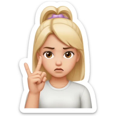 a girl putting up the middle finger with an annoyed face sticker
