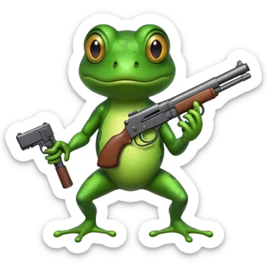 Frog with a gun sticker