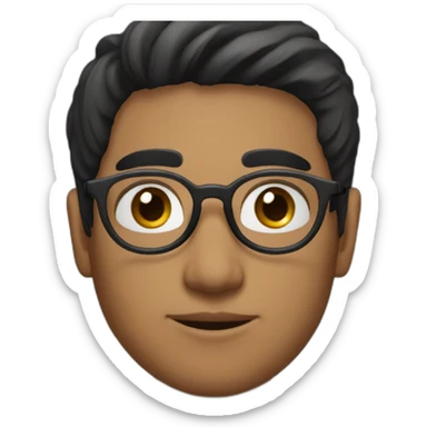 young indian guy with straight hair with round fully circular glasses black eyes black hair sticker