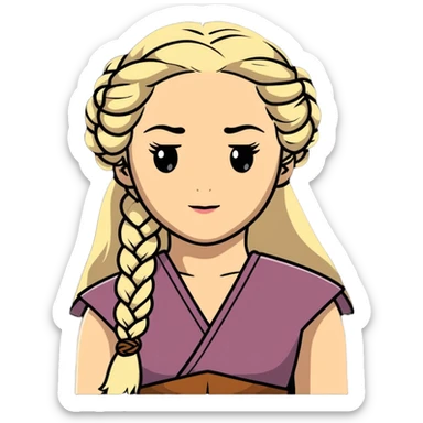 Daenerys Targaryen Game of Thrones character with blonde braided hair, chest up sticker
