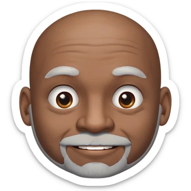 Black man's face in 50 bald with a grey beard clean shaven 2 studs in each ear with small ears and a piercing in left nose and happy smirk
 sticker