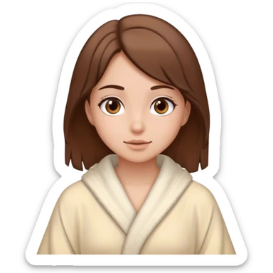 A girl with brown hair in a powder-colored robe. sticker