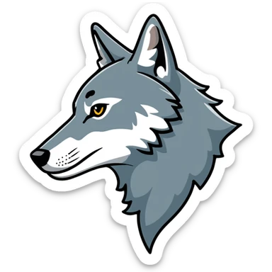 gray wolf profile, side view of head sticker