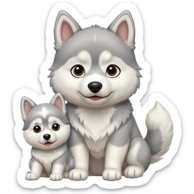 Small husky and a big white husky sticker