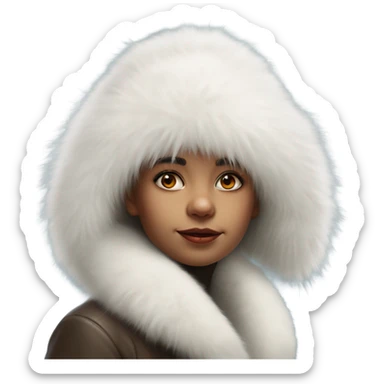 a girl with a white big fluffy fur hat Ada Gladys Killins, aestheticism, foto realistic, a character portrait sticker