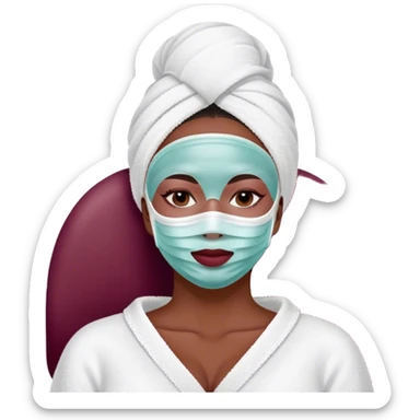 Lady with face mask spa beauty full face relaxing Burgundy sticker