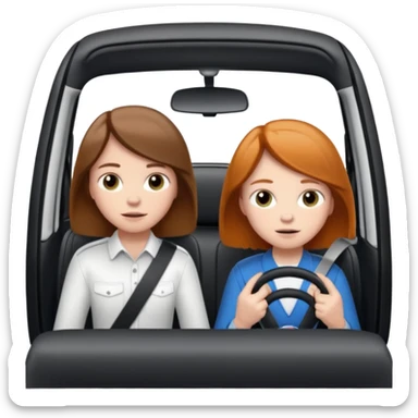 Two mouse  one girl with brunette long hair and one ginger short hair boy, boy drive a white ford focus card sticker
