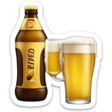 Garrafa de cerveja com copo e tira gosto sticker
