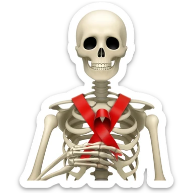 Skeleton with a ribbon sticker