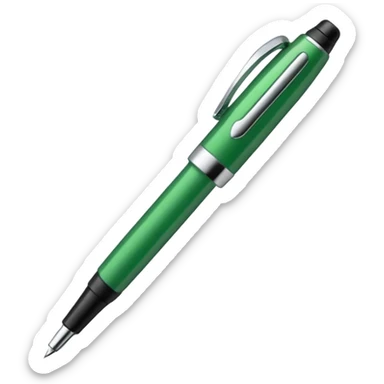 A pen emoji, with a green ink color, modern style. sticker