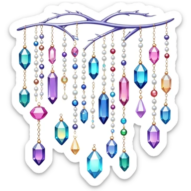 Iridescent big giant glistening glossy sparkly shiny glittery hanging crystals pearls and beads and gemstones decorations sticker