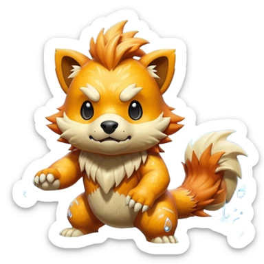 Scary Watery Silly Lairon-Growlithe-beast sticker
