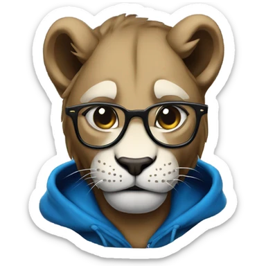 Detroit lion wearing hoodie and glasses in dark alley sticker