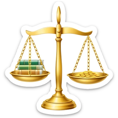 gold scale with dollars on one side and beauty products on the other sticker