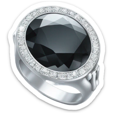Silver ring big black diamond glows bright  sticker
