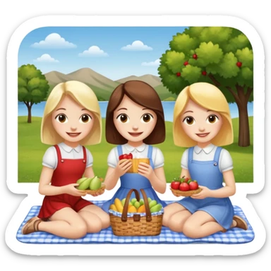 3 girls having picnic sticker