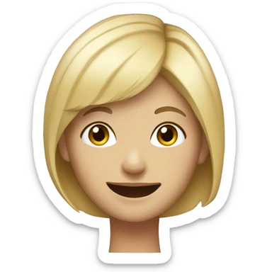 Girl with short blonde hair, smiling sticker